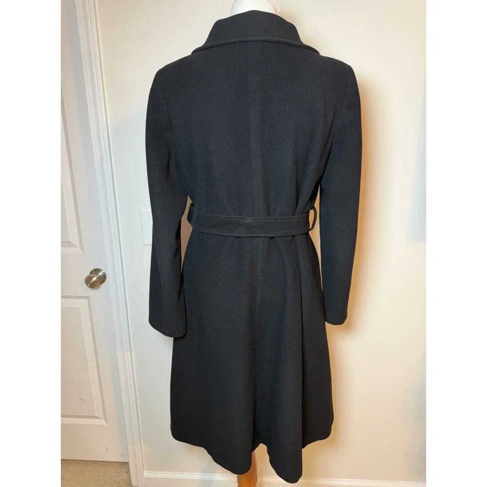 Vintage Burberry London Trench Coat US Size 10 Black Wool Cashmere Made In Italy